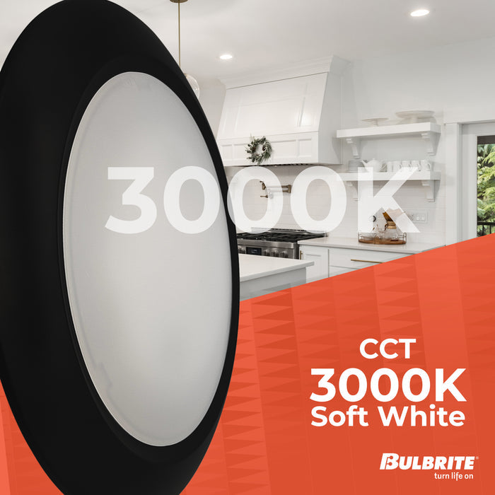 10-inch Black 25W Dimmable LED Disc Downlight, 3000K, 2000 Lumens