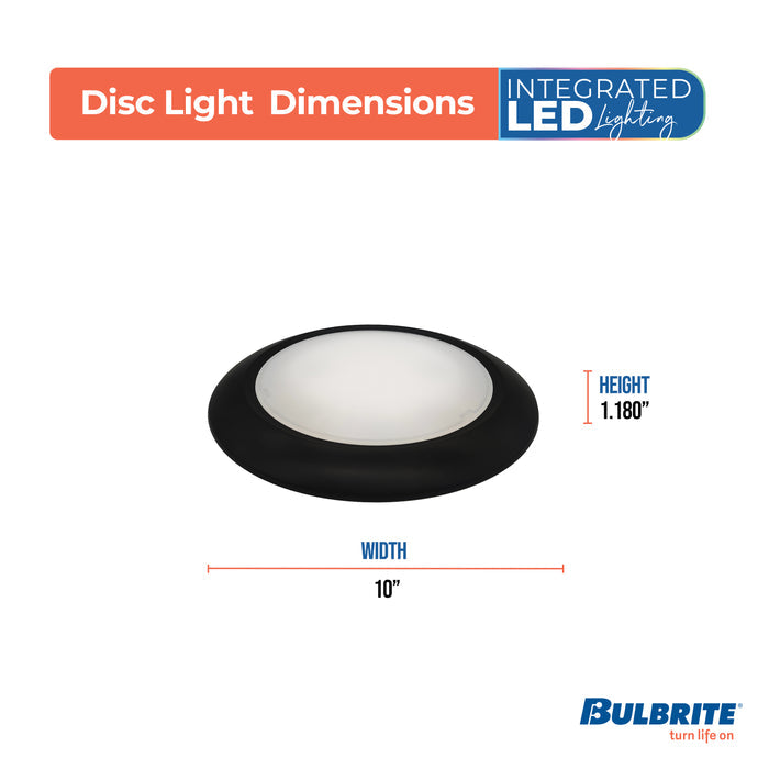 10-inch Black 25W Dimmable LED Disc Downlight, 3000K, 2000 Lumens
