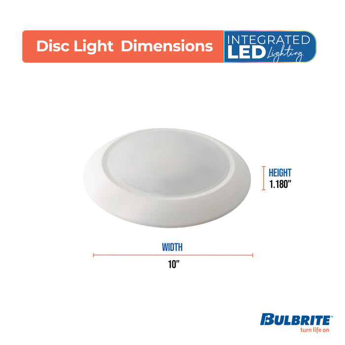 10-inch White 25W Dimmable LED Disc Downlight, 5 CCT - 27/30/35/40/50K, 2000 Lumens