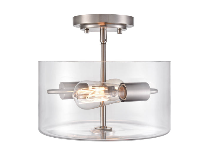 10'' Verlana Brushed NickelClear 2 Light Semi-Flush Mount