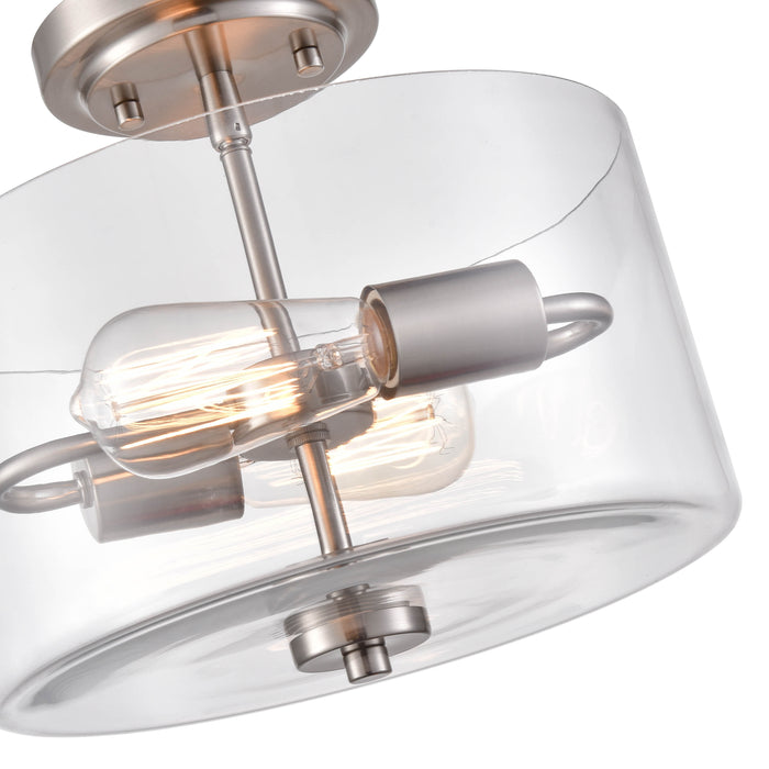 10'' Verlana Brushed NickelClear 2 Light Semi-Flush Mount