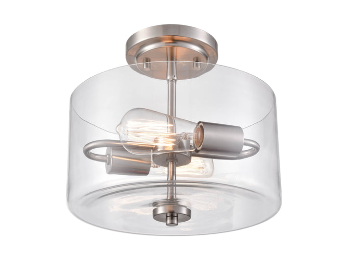 10'' Verlana Brushed NickelClear 2 Light Semi-Flush Mount