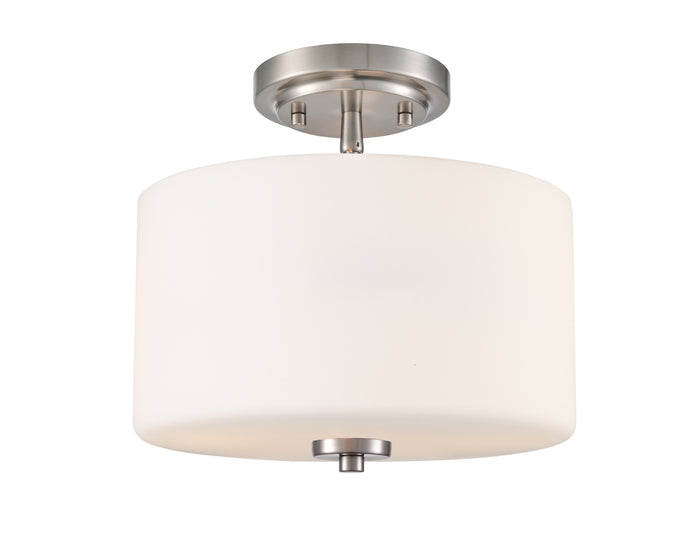 10'' Verlana Brushed NickelEtched Opal 2 Light Semi-Flush Mount