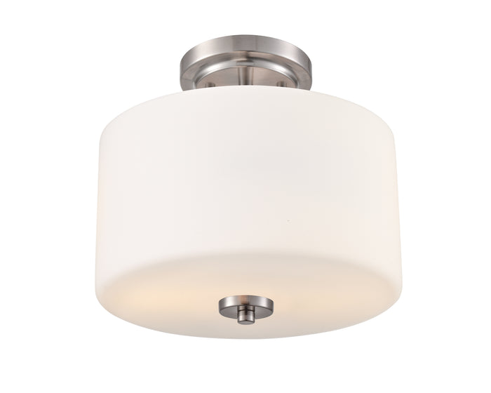 10'' Verlana Brushed NickelEtched Opal 2 Light Semi-Flush Mount
