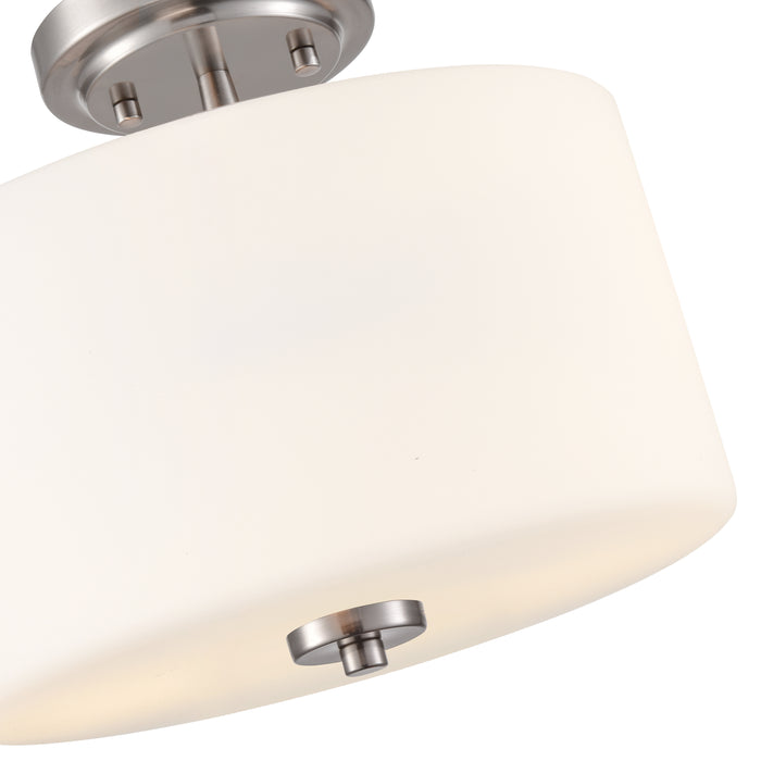 10'' Verlana Brushed NickelEtched Opal 2 Light Semi-Flush Mount