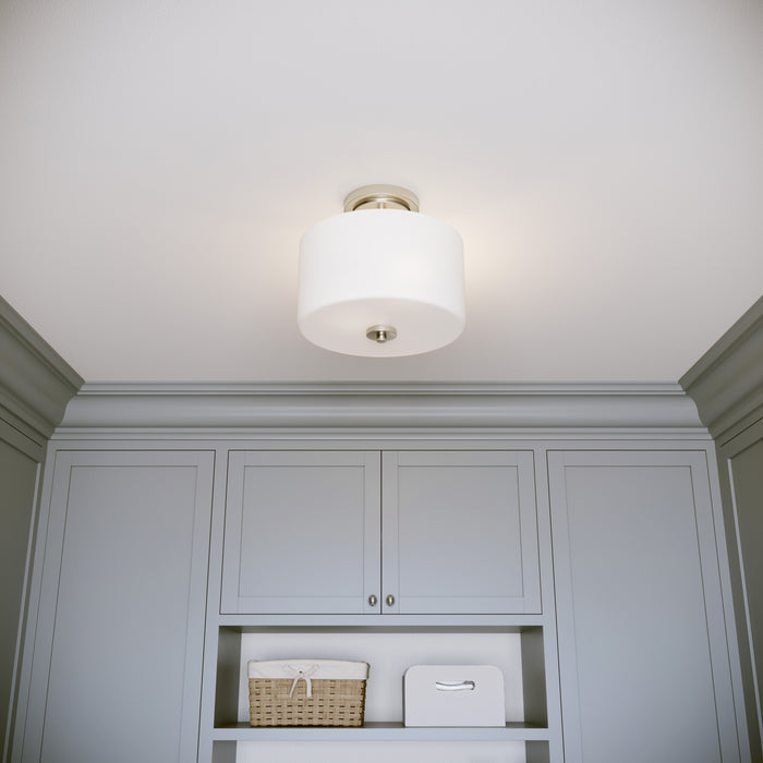 10'' Verlana Brushed NickelEtched Opal 2 Light Semi-Flush Mount