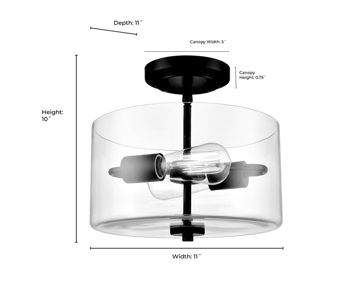 10'' Verlana ChromeClear 2 Light Semi-Flush Mount