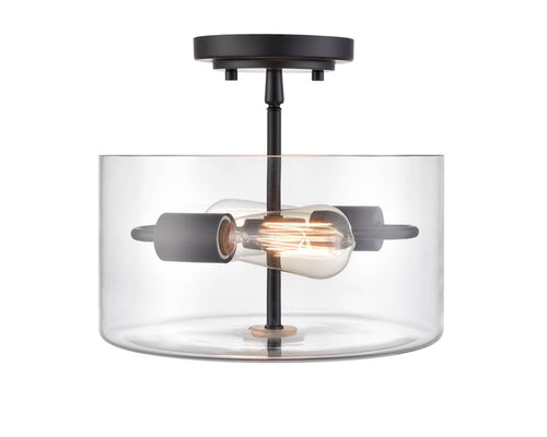 10'' Verlana Matte BlackClear 2 Light Semi-Flush Mount
