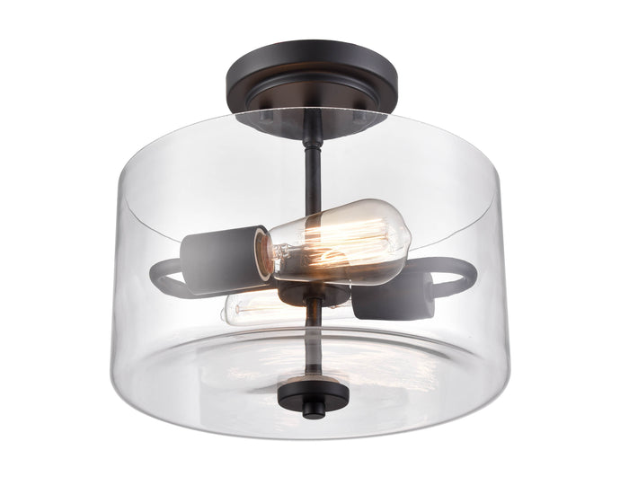 10'' Verlana Matte BlackClear 2 Light Semi-Flush Mount