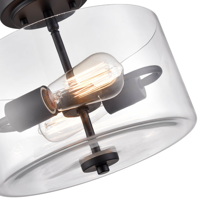 10'' Verlana Matte BlackClear 2 Light Semi-Flush Mount