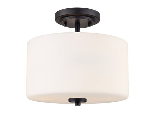 10'' Verlana Matte BlackEtched Opal 2 Light Semi-Flush Mount