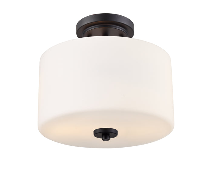 10'' Verlana Matte BlackEtched Opal 2 Light Semi-Flush Mount