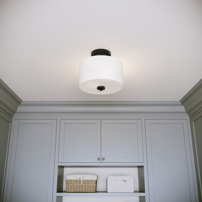 10'' Verlana Matte BlackEtched Opal 2 Light Semi-Flush Mount