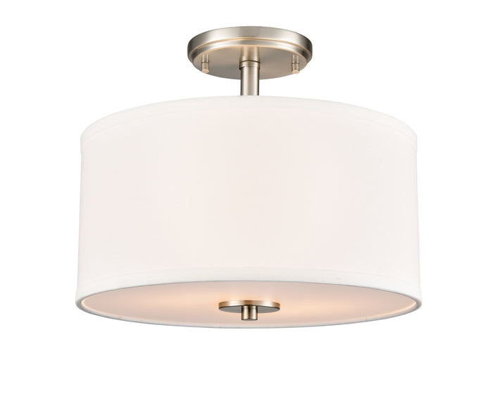 10.5'' Guyten Brushed NickelWhite 2 Light Semi-Flush Mount