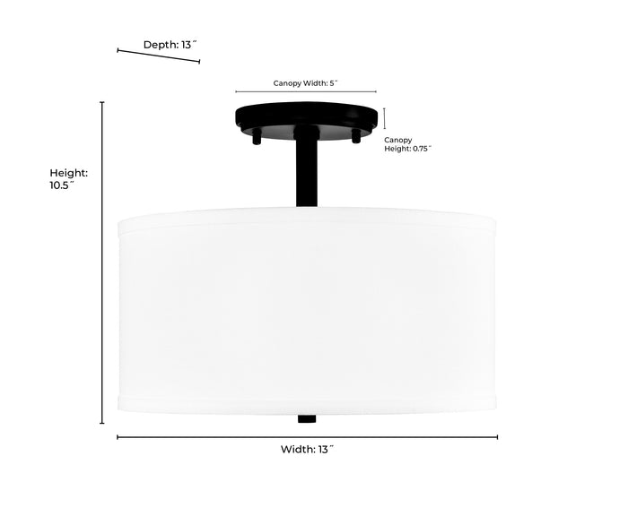 10.5'' Guyten Brushed NickelWhite 2 Light Semi-Flush Mount