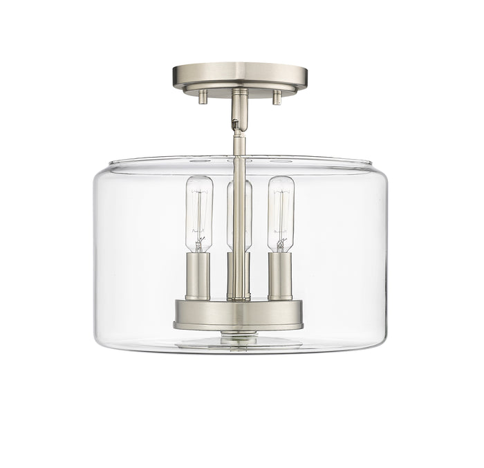 10.6'' Asheville Brushed NickelClear 3 Light Semi-Flush Mount