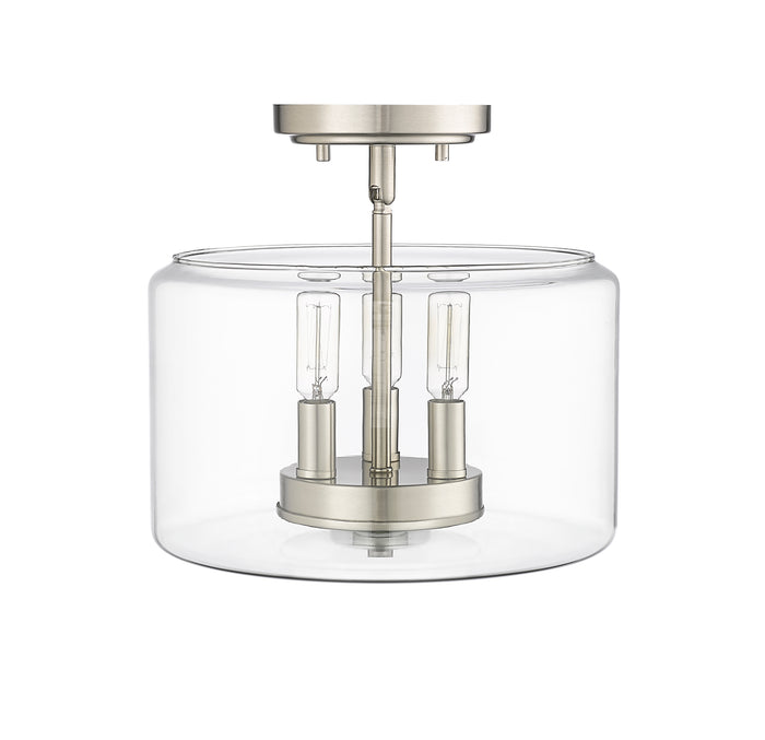 10.6'' Asheville Brushed NickelClear 3 Light Semi-Flush Mount