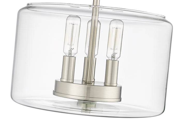10.6'' Asheville Brushed NickelClear 3 Light Semi-Flush Mount