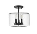 10.6'' Asheville Matte BlackClear 3 Light Semi-Flush Mount