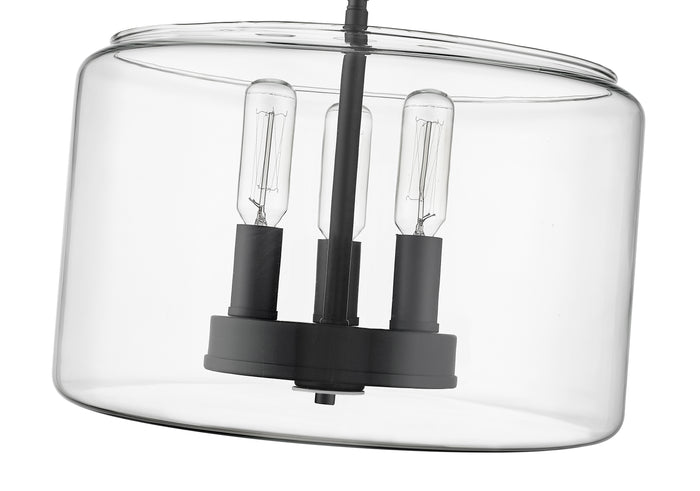 10.6'' Asheville Matte BlackClear 3 Light Semi-Flush Mount