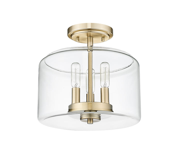 10.6'' Asheville Modern GoldClear 3 Light Semi-Flush Mount