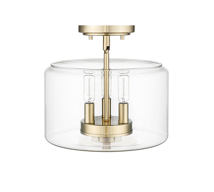 10.6'' Asheville Modern GoldClear 3 Light Semi-Flush Mount