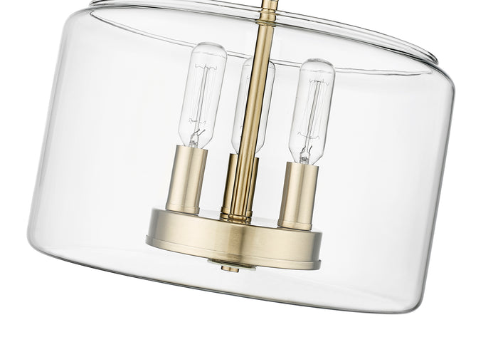 10.6'' Asheville Modern GoldClear 3 Light Semi-Flush Mount
