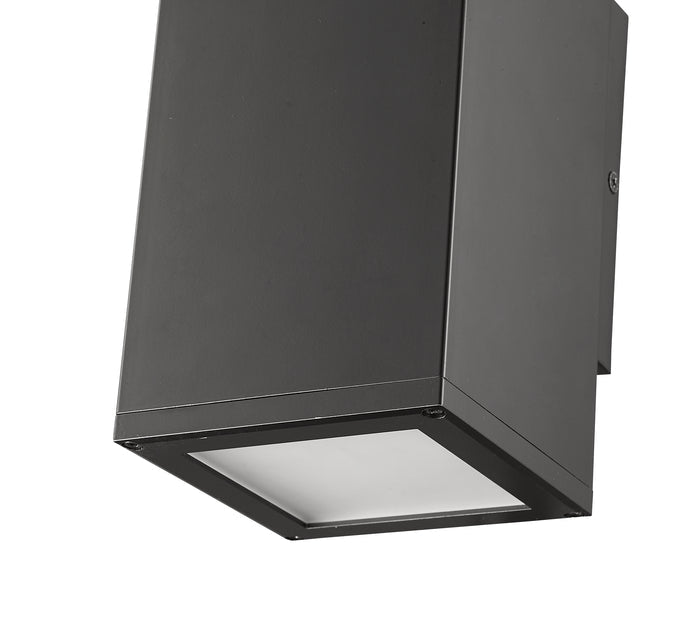10.62-inch Vegas Powder Coated Black 1-Light Outdoor Wall Sconce with Frosted Glass
