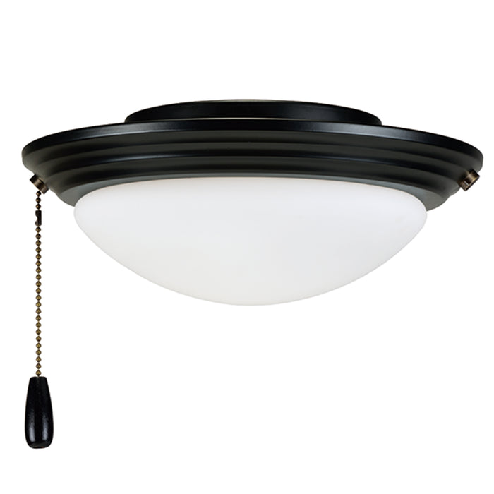 10.75-inch 2-light Matte Black Fan Light Kit with Opal Shade