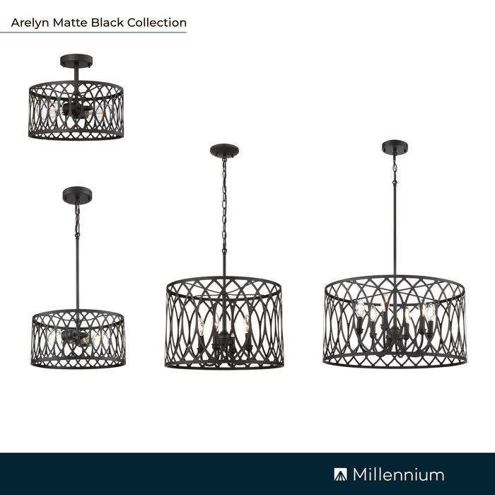 11'' Arelyn Matte Black 1 Light Semi-Flush Mount