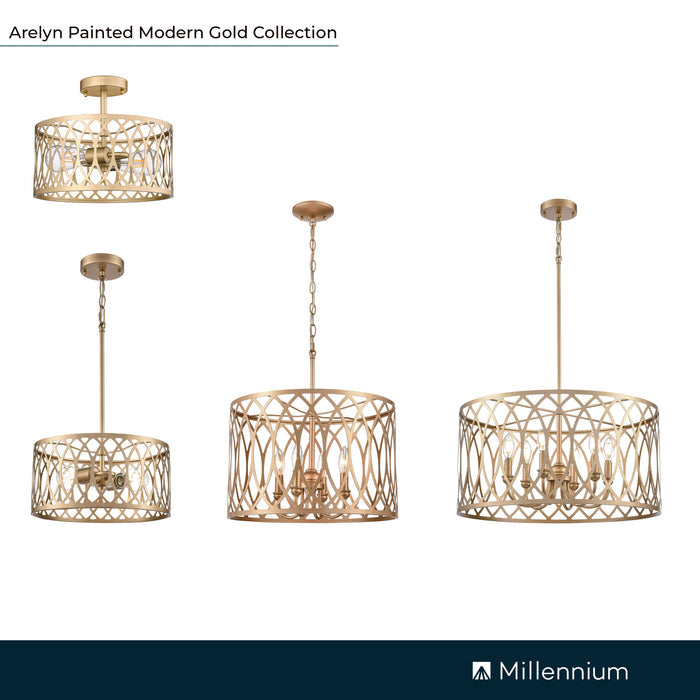 11'' Arelyn Painted Modern Gold 1 Light Semi-Flush Mount