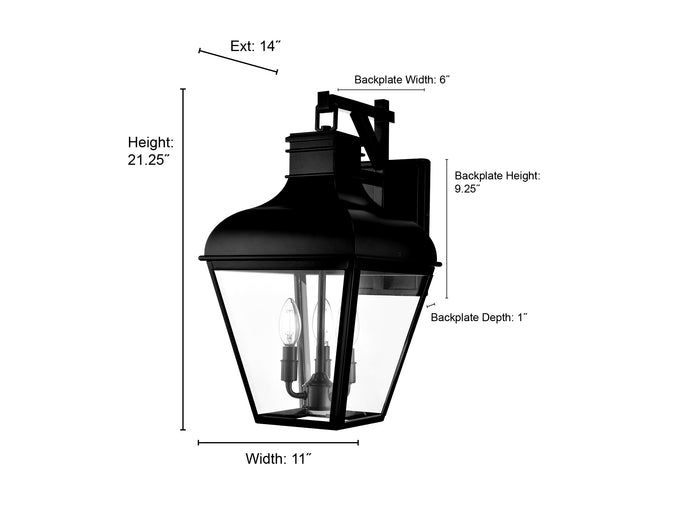 11'' Edenton Matte Black 3 Light Wall Sconce