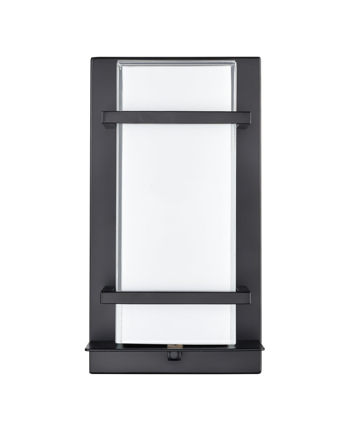 11-inch Powder Coated Black White Glass Outdoor Wall Sconce