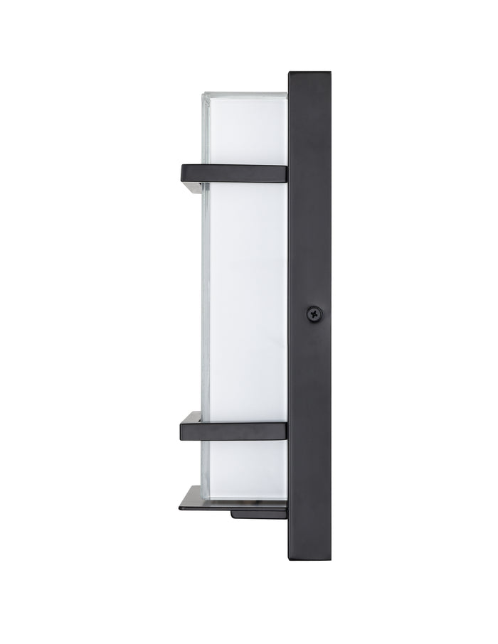 11-inch Powder Coated Black White Glass Outdoor Wall Sconce