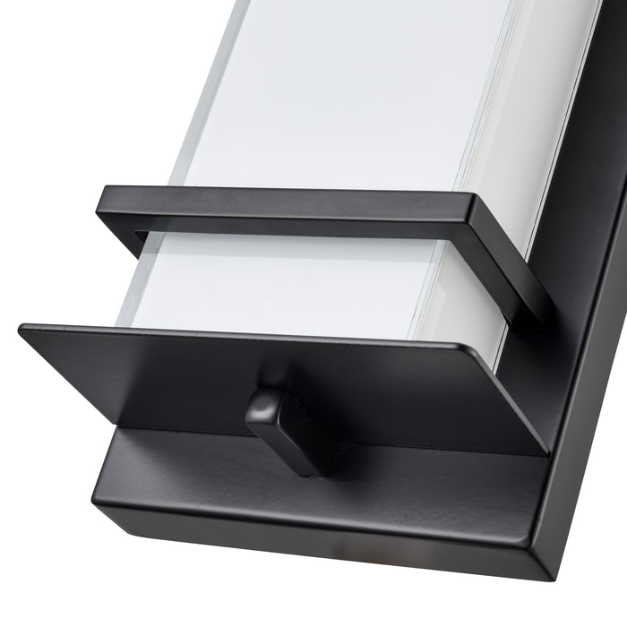 11-inch Powder Coated Black White Glass Outdoor Wall Sconce