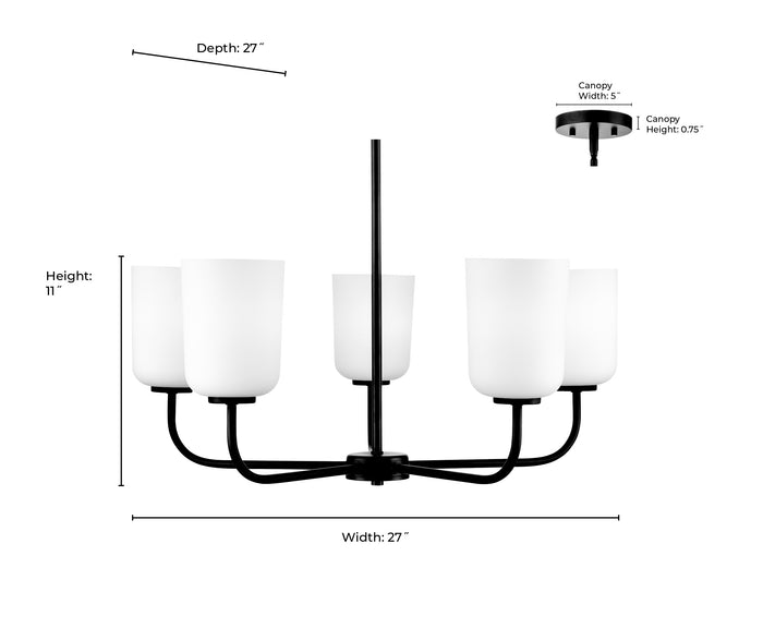 11'' Laphia Brushed Nickel 5 Light Chandelier