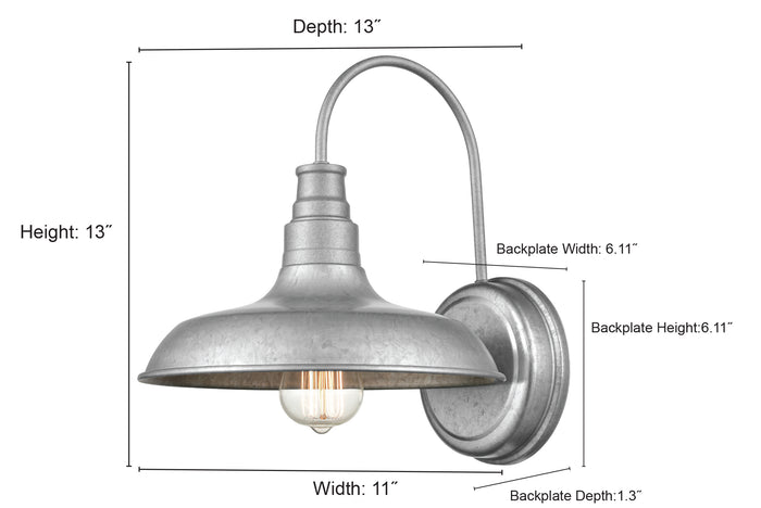 11'' Milltown Powder Coated Black 1 Light Wall Sconce