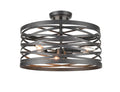 11'' None Weathered Iron 3 Light Semi-Flush Mount