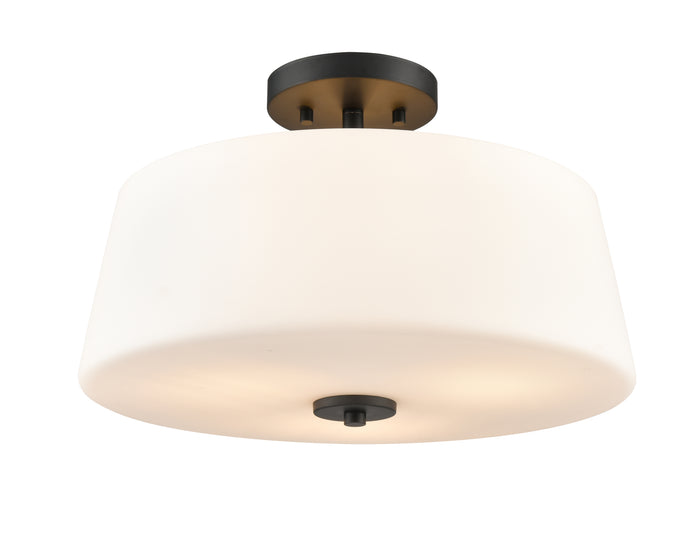 11.25'' Laphia Matte BlackEtched Opal 3 Light Semi-Flush Mount