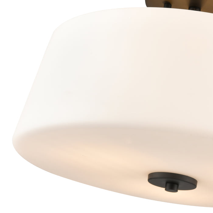 11.25'' Laphia Matte BlackEtched Opal 3 Light Semi-Flush Mount