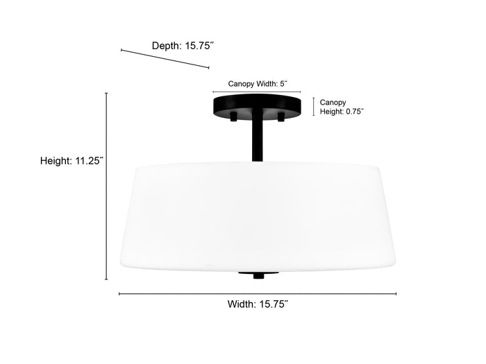 11.25'' Laphia Matte BlackEtched Opal 3 Light Semi-Flush Mount