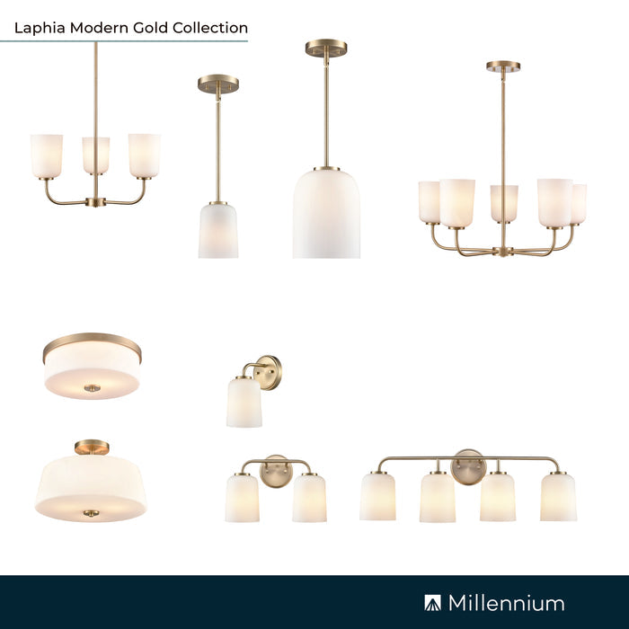 11.25'' Laphia Modern GoldEtched Opal 3 Light Semi-Flush Mount