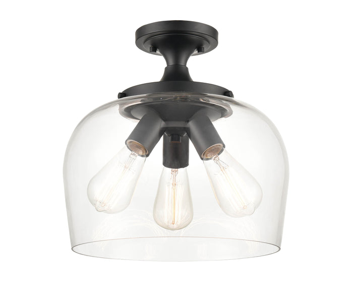 11.5'' Ashford Matte Black 3 Light Semi-Flush Mount