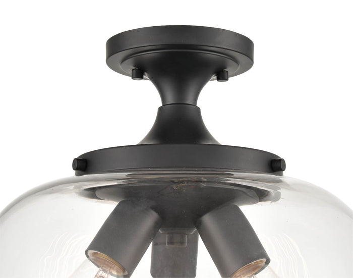 11.5'' Ashford Matte Black 3 Light Semi-Flush Mount