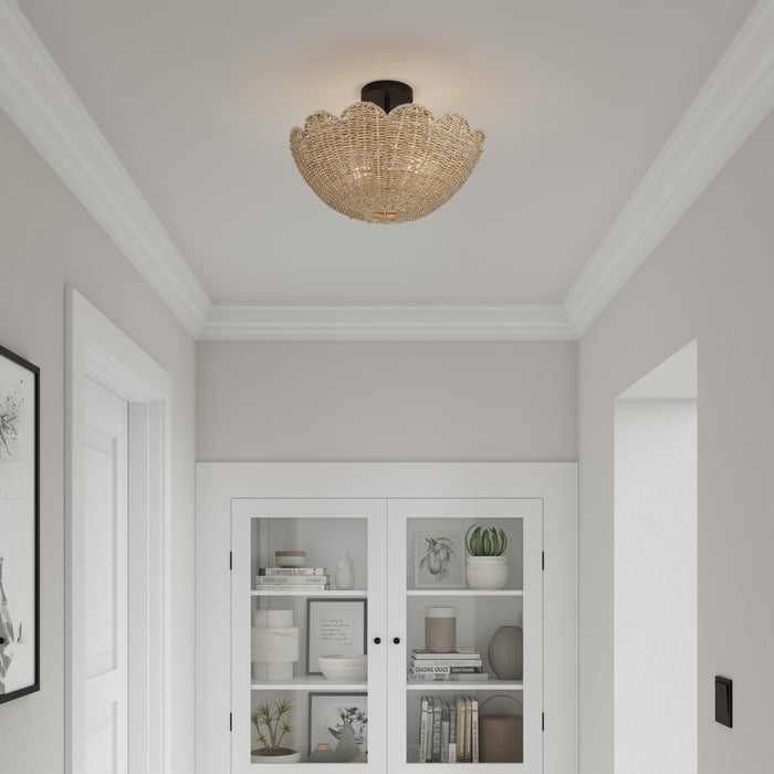11.5'' Malura Matte BlackNo Shade 2 Light Semi-Flush Mount