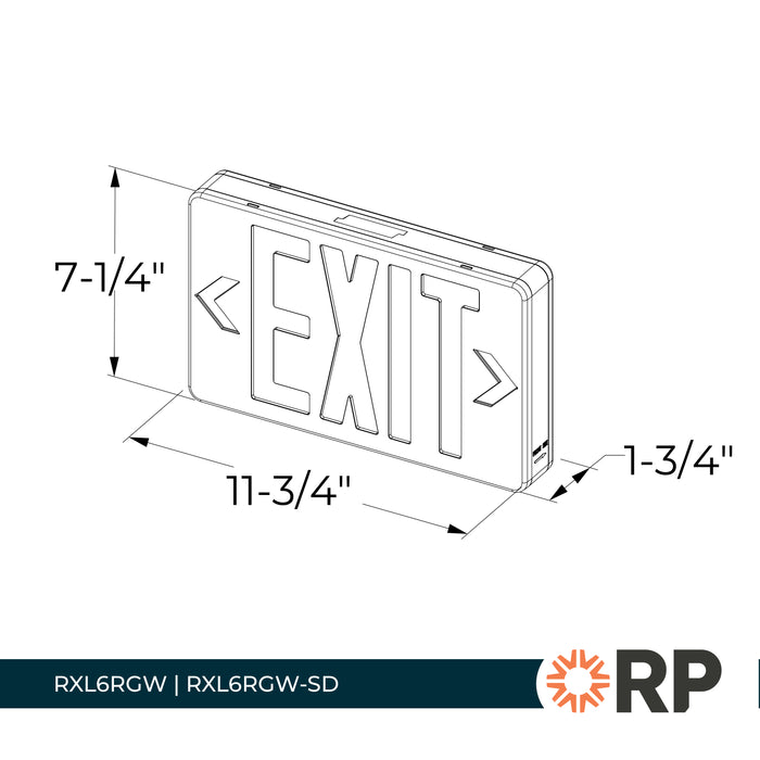 11.75-inch White Exit and Emergency Combo Light with 3W Output, 120-277V Input and Integrated LED