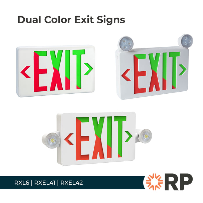 11.75-inch White Exit and Emergency Combo Light with 3W Output, 120-277V Input and Integrated LED