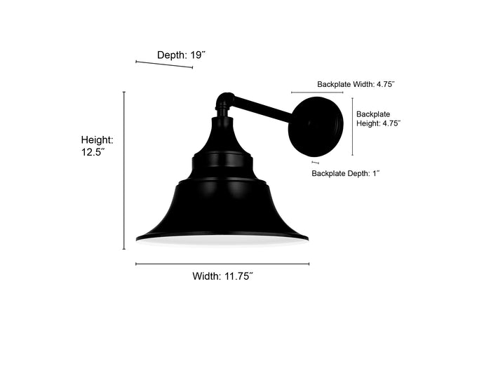 11.75'' Varnel Powder Coated Black 1 Light Wall Sconce