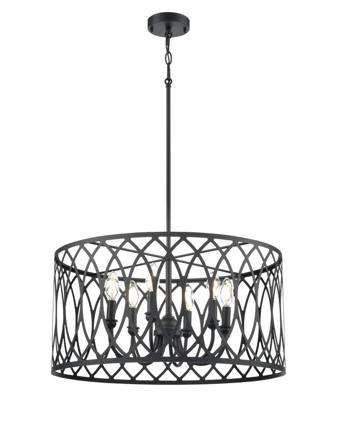 12'' Arelyn Matte Black 6 Light Pendant