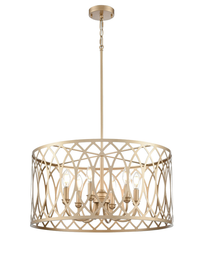 12'' Arelyn Painted Modern Gold 6 Light Pendant